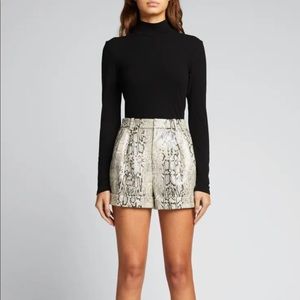 Alice + Olivia Vegan Leather Snakeskin Shorts